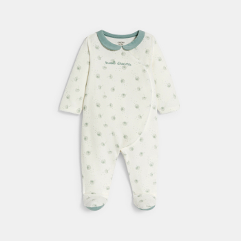 بذلة نوم من الثوب المخملي، برسوم نبتة الهندباء، باللون الأخضر للفتيات الصغيرات